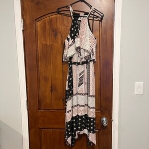 New York & Company Black Pink Handkerchief Style Dress XS NWT